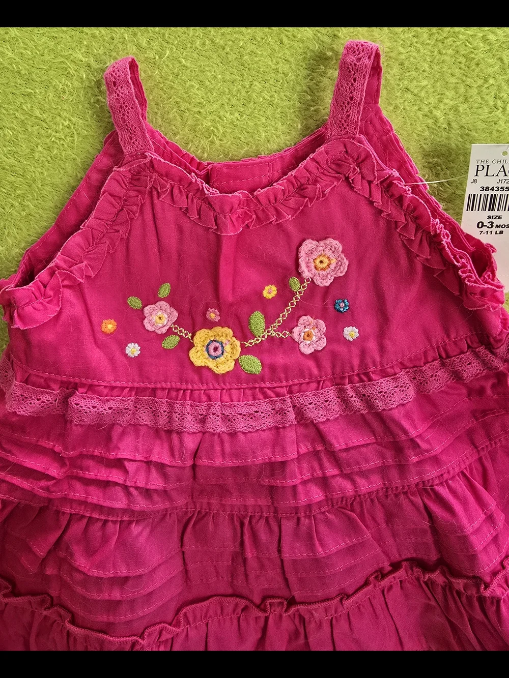 NWT 0-3M  Baby Girls - 2P SUNDRESS Bright Hot Pink Floral Ruffle + Panties - Picture 2 of 5